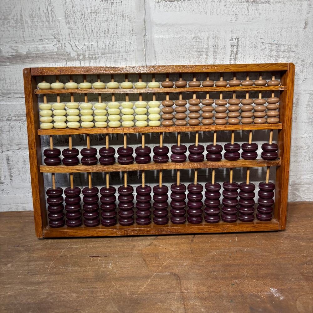 Vintage Chinese Wooden Abacus Made in Taiwan